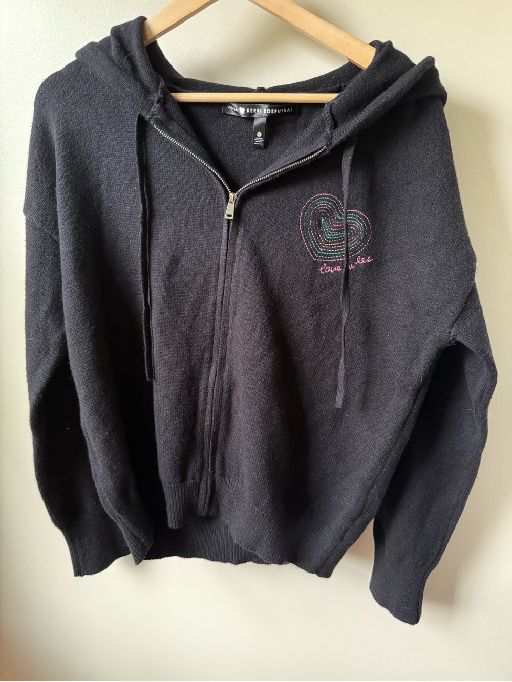KERRI ROSENTHAL X AQUA Love Rules Cardigan Sweater Hooded Hoodie Heart Quirky M